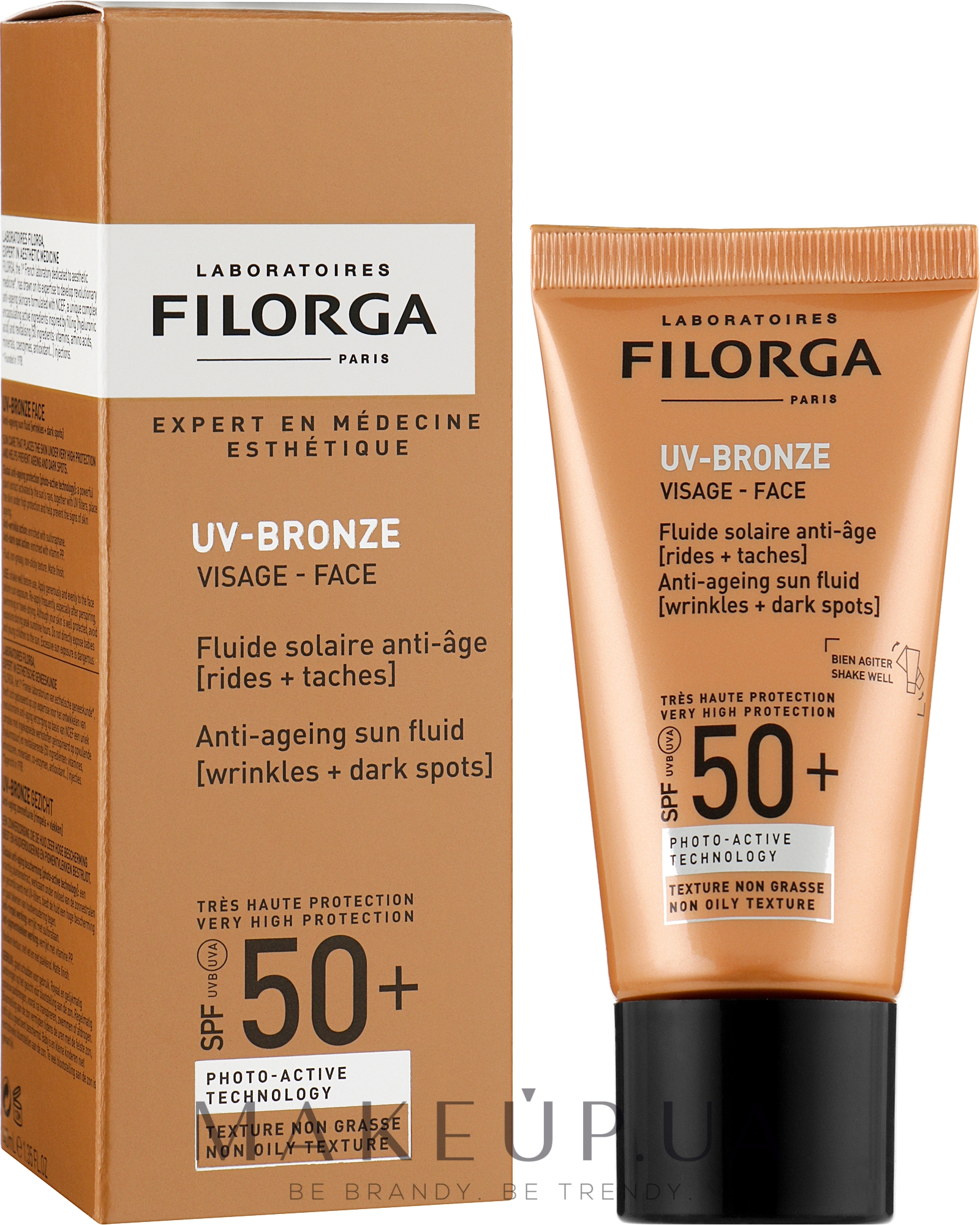 Солнцезащитный антивозрастной крем - Filorga UV-Bronze Face Anti-Ageing Sun Fluid SPF50+  — фото 40ml