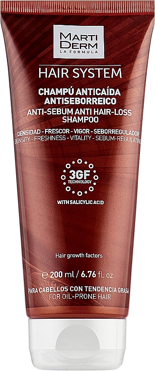 Шампунь від випадання волосся "Антисеборейний" - Martiderm Hair System Anti-sebum Anti Hair-loss Shampoo — фото N1