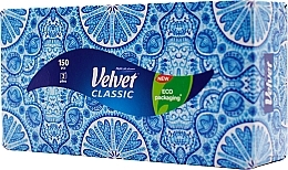 Парфумерія, косметика Серветки в коробці двошарові "Classic", 150 шт., синій візерунок - Velvet