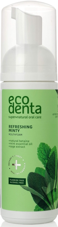 Ополіскувач-пінка для порожнини рота з олією м'яти і натуральним бетаїном - Ecodenta Mouthwash Refreshing Minty Mouthfoam — фото N1