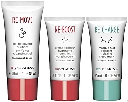 Набор - Clarins My Clarins Skin Dream Team Set (mask/15ml + cr/15ml + gel/30ml) — фото N2