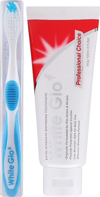 Набор "Выбор профессионалов", голубая щетка - White Glo Professional Choice Whitening Toothpaste (toothpaste/100ml + toothbrush) — фото N2