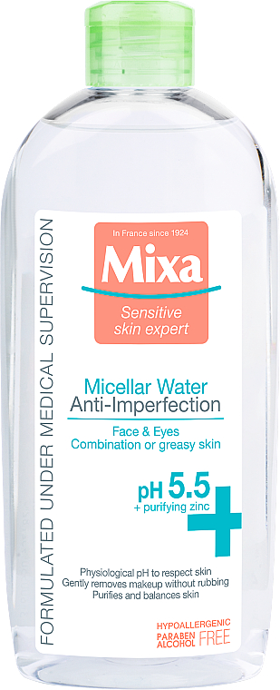 Міцелярна вода для жирної та комбінованої шкіри - Mixa Sensitive Skin Expert Micellar Water