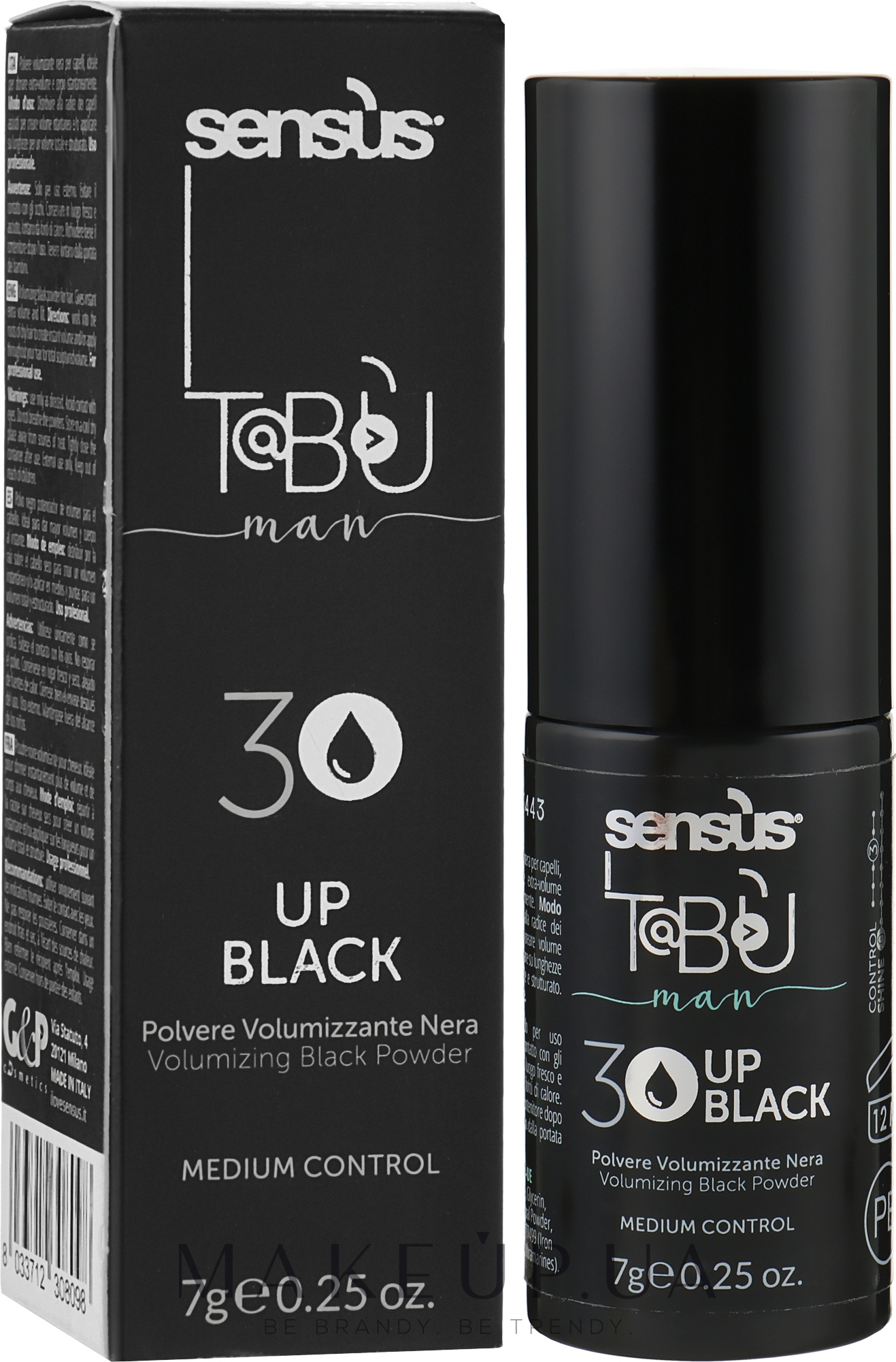 Черная пудра для объема волос - Sensus Tabu Up 30 Black — фото 7g