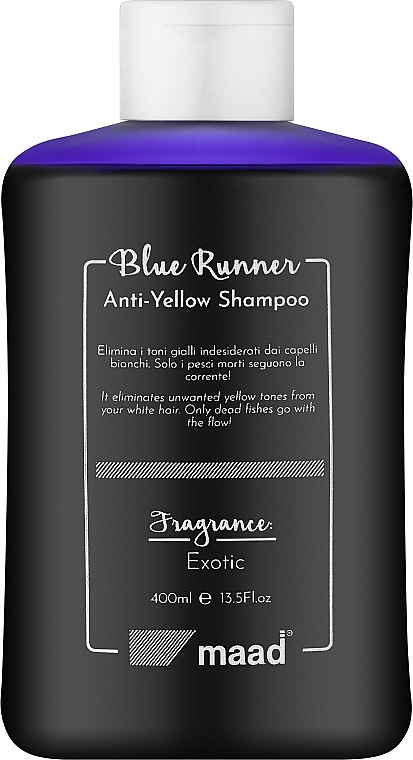 Шампунь для волосся "Антижовтий ефект" - Maad Blue Runner Anti-Yellow Shampoo — фото N1