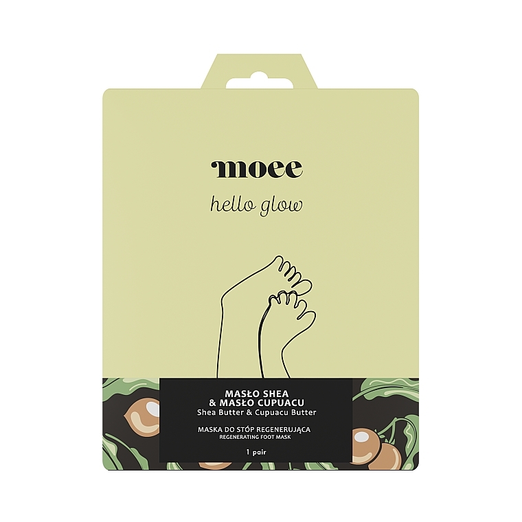 Регенерирующая маска для ног с маслом ши и маслом купуасу - Moee Hello Glow Regenerating Foot Mask Shea Butter & Cupuacu Butter — фото N1