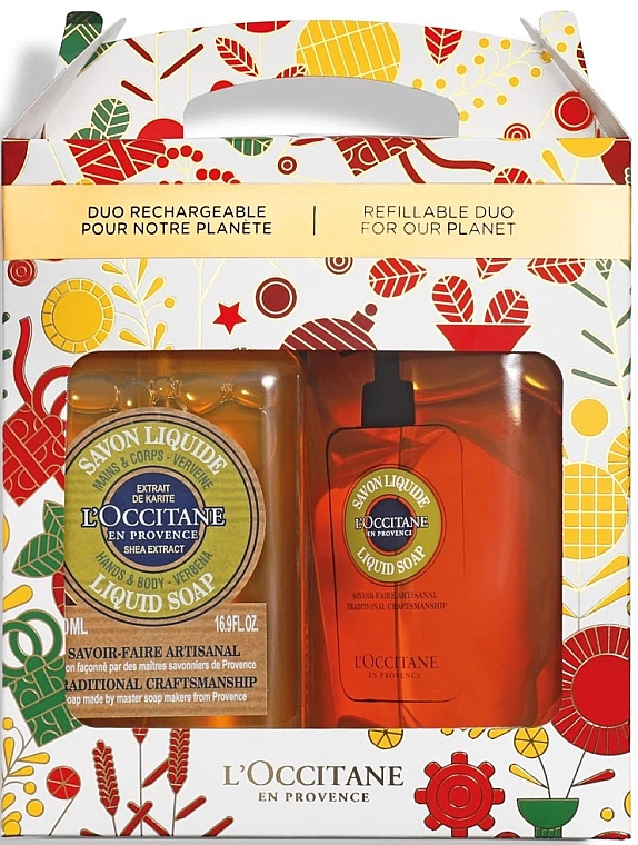 Набір - L'Occitane Verbena Liquid Soap (l/soap/500ml + l/soap/refill/500ml) — фото N1
