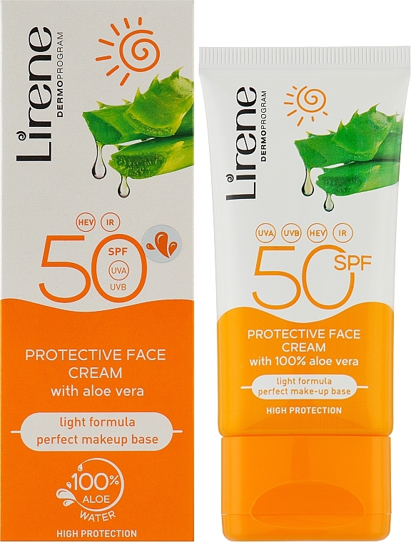 Солнцезащитный крем для лица с алоэ вера - Lirene Sun Care Emulsion SPF 50 — фото N2