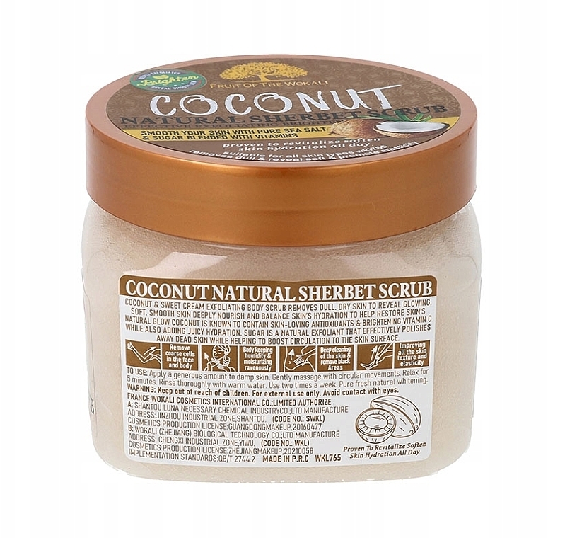 Натуральний скраб-шербет "Кокос" - Wokali Natural Sherbet Scrub Coconut — фото N2