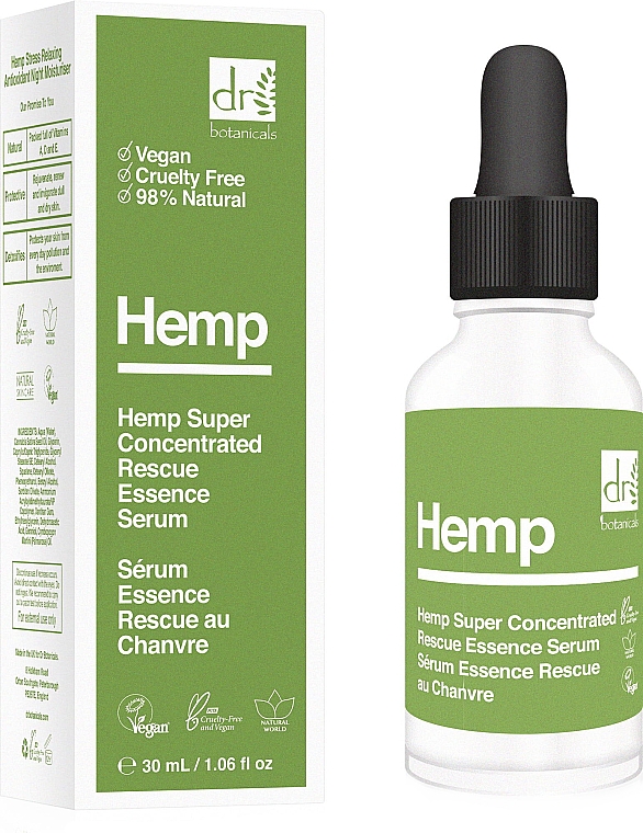 Сироватка для обличчя - Dr. Botanicals Hemp Super Concentrated Rescue Essence Serum — фото N1