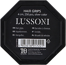 Парфумерія, косметика Невидимки прямі для волосся 4 см, сріблясті - Lussoni Hair Grips Silver