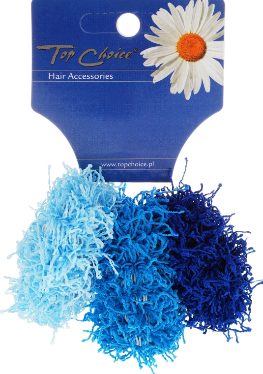 Резинки для волосся, 3 шт., блакитні і синя, 21695 - Top Choice — фото N1
