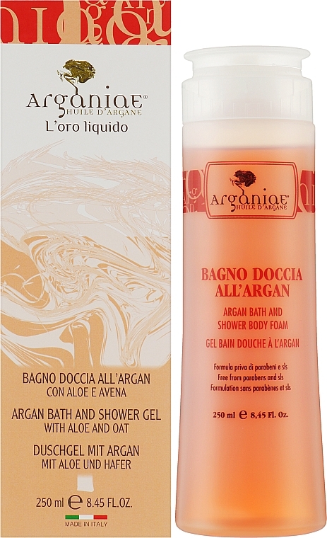 Гель для ванны и душа с аргановым маслом алоэ и овсом - Arganiae L'oro Liquido Argan Oil Bath And Shower Body Foam — фото N2