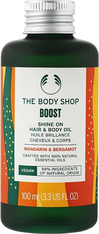 Олія для волосся й тіла - The Body Shop Boost Shine On Hair & Body Oil — фото N1
