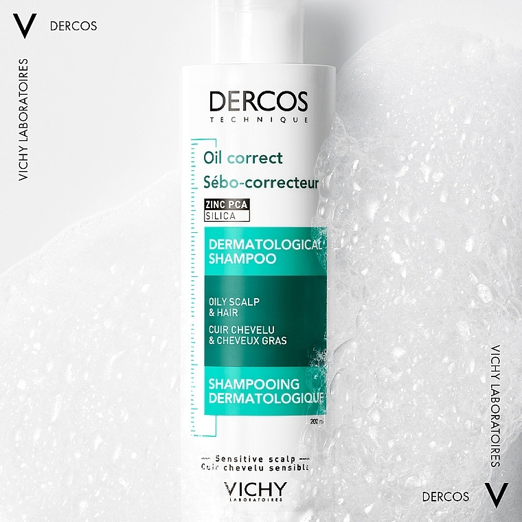 Дерматологічний себо-регулюючий шампунь для жирного волосся та шкіри голови - Vichy Dercos Oil Correct Oily Scalp & Hair Shampoo — фото N3