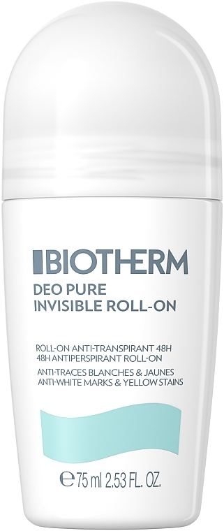 Дезодорант роликовый - Biotherm Deo Pure Invisible Roll-on Antiperspirant 48H