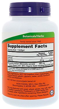 Капсули "Босвеллія", 500 мг - Now Foods Boswellia Extract — фото N2