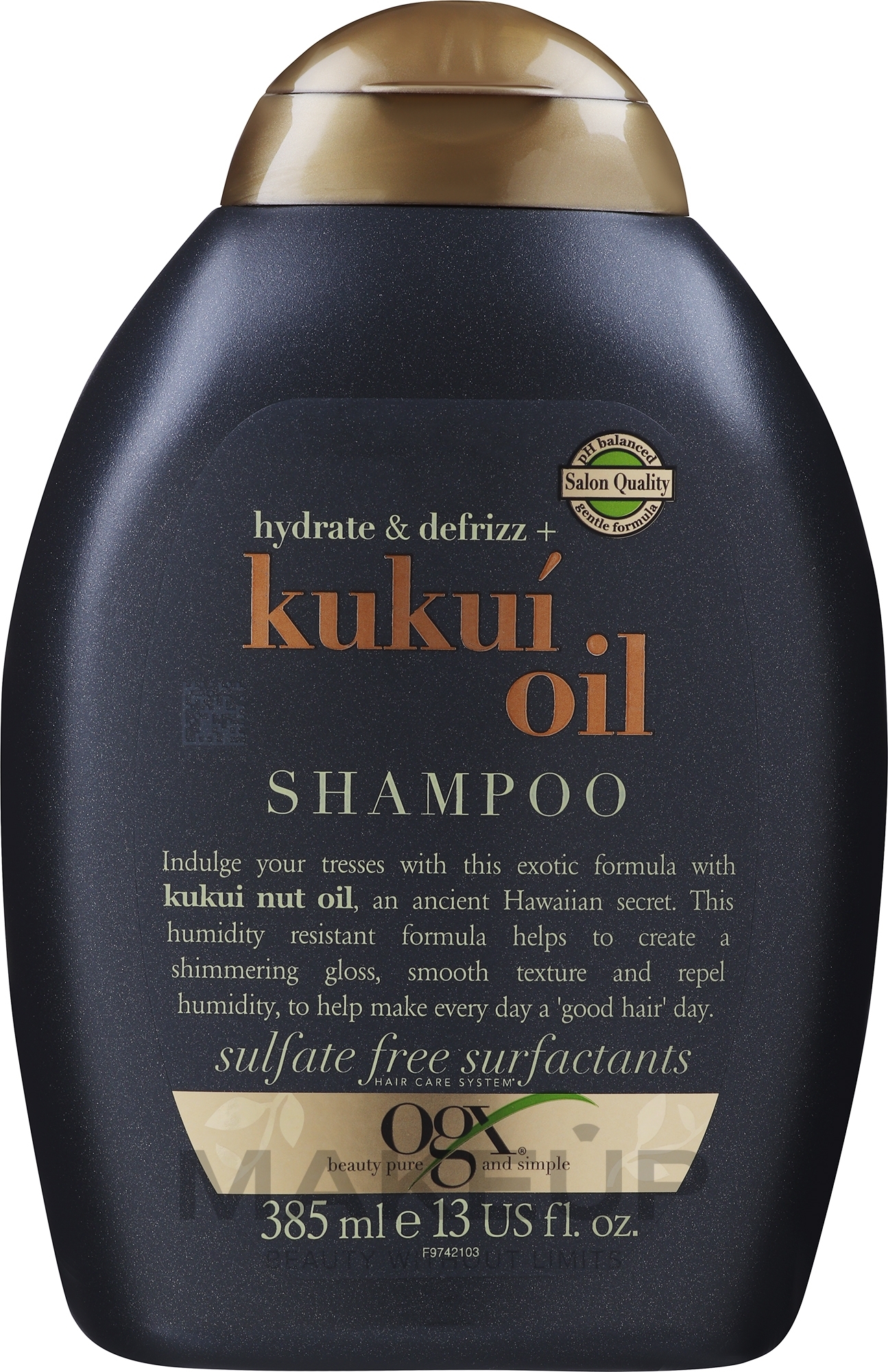 Шампунь для увлажнения и гладкости волос с маслом гавайского ореха (кукуи) - OGX Kukui Oil Shampoo — фото 385ml
