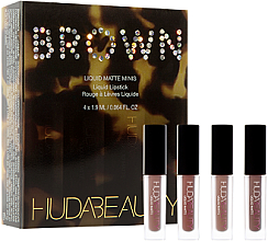 Парфумерія, косметика Набір - Huda Beauty Brown Obsessions Liquid Matte Minis (4 x l/gloss/2ml)