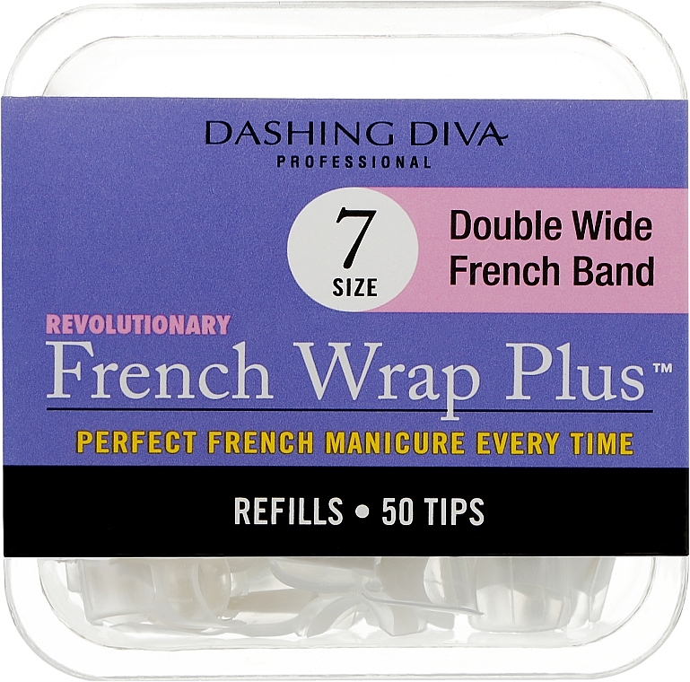 Тіпси широкі - Dashing Diva French Wrap Plus Double Wide White 50 Tips (Size - 7) — фото N1
