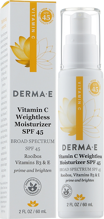Зволожувальний сонцезахисний крем легкої текстури з вітаміном С SPF45 - Derma E Vitamin С Weightless Moisturizer SPF45 — фото N2