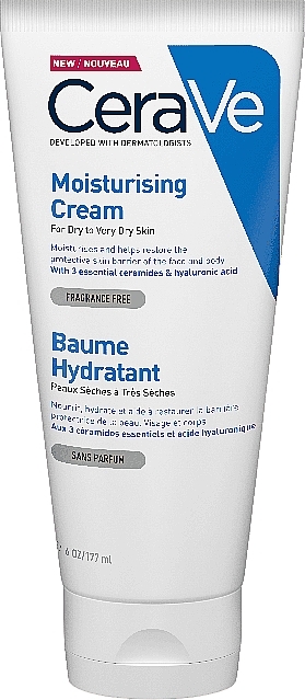 УЦІНКА Зволожувальний крем для сухої та дуже сухої шкіри обличчя й тіла - CeraVe Moisturising Cream * — фото N2