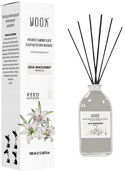 Аромадифузор "Біла лілія" - Loris Parfum Woox Reed Diffuser White Lily — фото N1