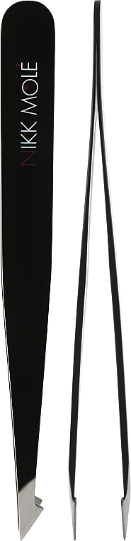 Nikk Mole - Набір з двох чорних пінцетів для брів у чохлі — фото N3