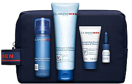 Набор - Clarins Men Hydration Set (balm/f/50ml + clean/f/125ml + sham/sh/30ml + shave /oil/3ml + bag/1pcs) — фото N1