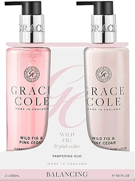 Набор - Grace Cole Wild Fig & Pink Cedar Hand Care Duo (h/wash/300ml + h/body/lot/300ml) — фото N1