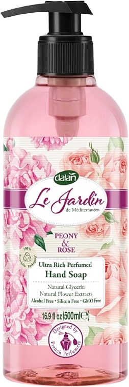 Парфумоване рідке мило для рук "Півонія і троянда" - Dalan Le Jardin Ultra Rich Perfumed Hand Soap Peony And Rose — фото N1