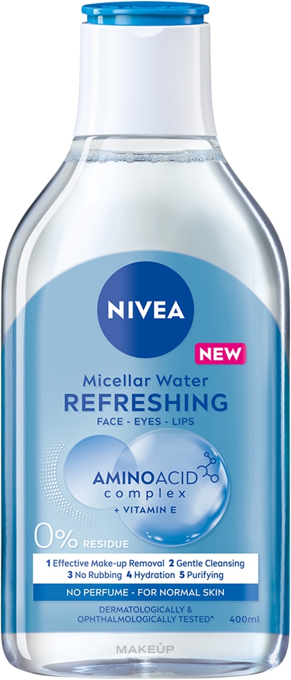 Освежающая мицеллярная вода для нормальной кожи лица, глаз и губ - NIVEA Refreshing Micellar Water — фото 400ml