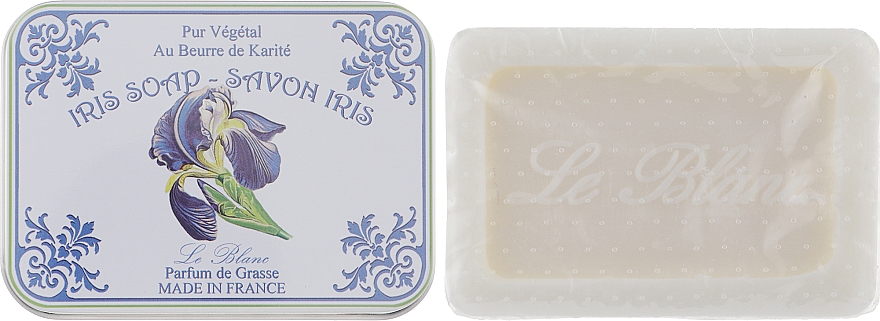 Натуральное мыло в жестяной упаковке "Ирисы" - Le Blanc Iris Soap — фото N1