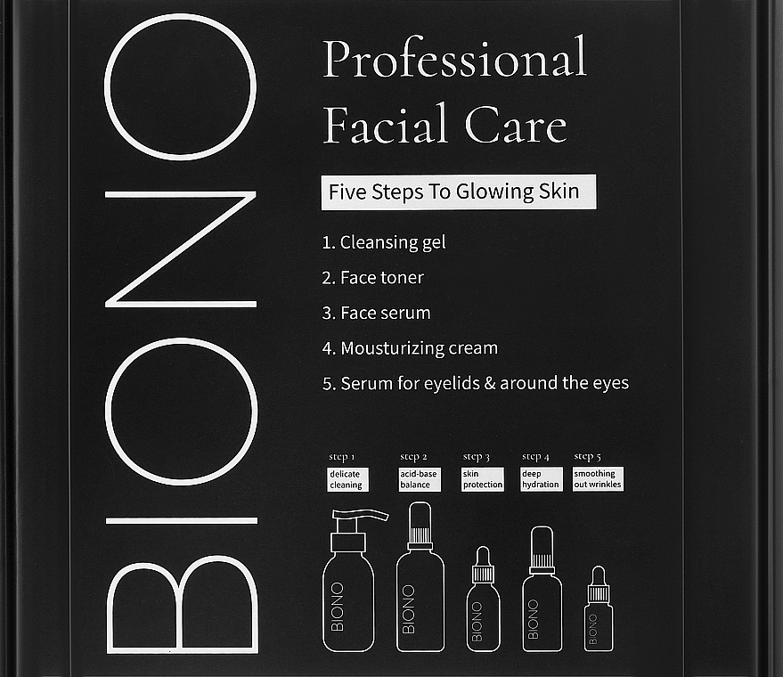 Набор "Профессиональный ежедневный уход для лица. 5 шагов к сияющей коже" - Biono — фото N3