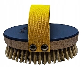 Щетка для сухого массажа тела, синяя с желтым ремешком - AnMar Brush — фото N2