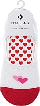 Жіночі шкарпетки-сліди в сердечка, 1 пара, біло-рожеві - Moraj — фото N1