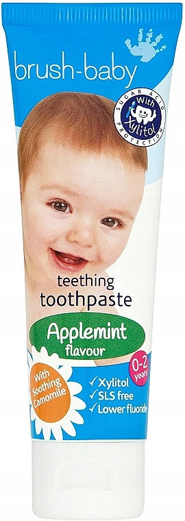 Зубна паста при прорізуванні зубів, 0-2 роки - Brush-Baby Applemint Flavour Teething Toothpaste — фото N1