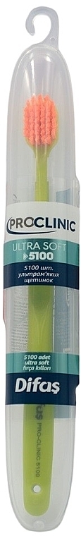 Зубна щітка "Ultra Soft" 512063, салатова з помаранчевою щетиною, в кейсі - Difas Pro-Clinic 5100 — фото N4