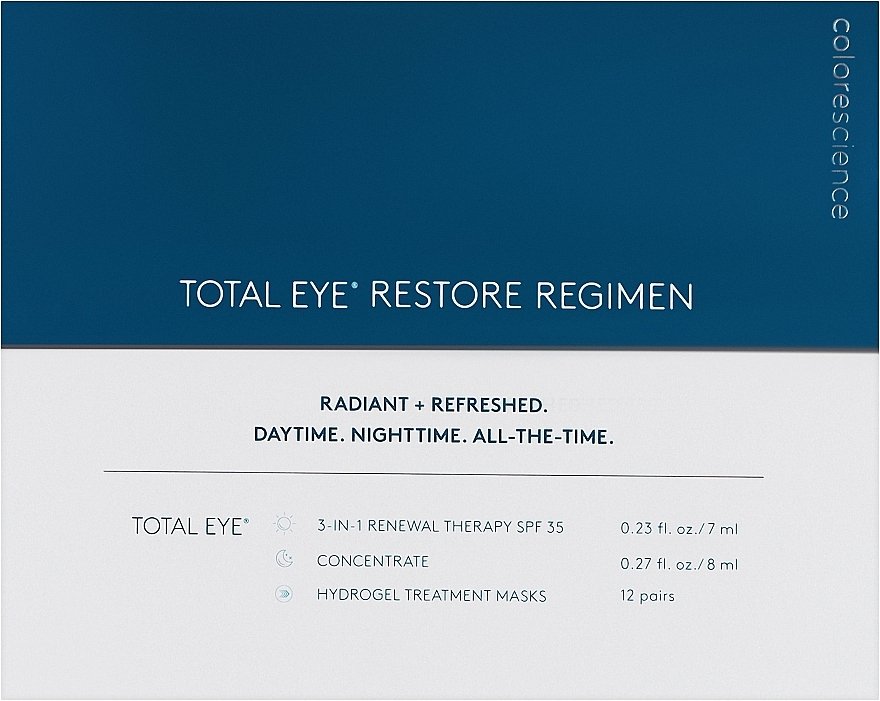Набір для шкіри навколо очей - Colorescience Total Eye Restore Regimen Kit (concentrate/8ml + patches/12szt + cr/7ml) — фото N1