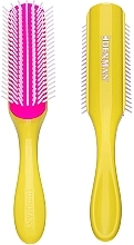 Щетка для волос D3, желтая с розовым - Denman Medium 7 Row Styling Brush Honolulu Yellow — фото N1