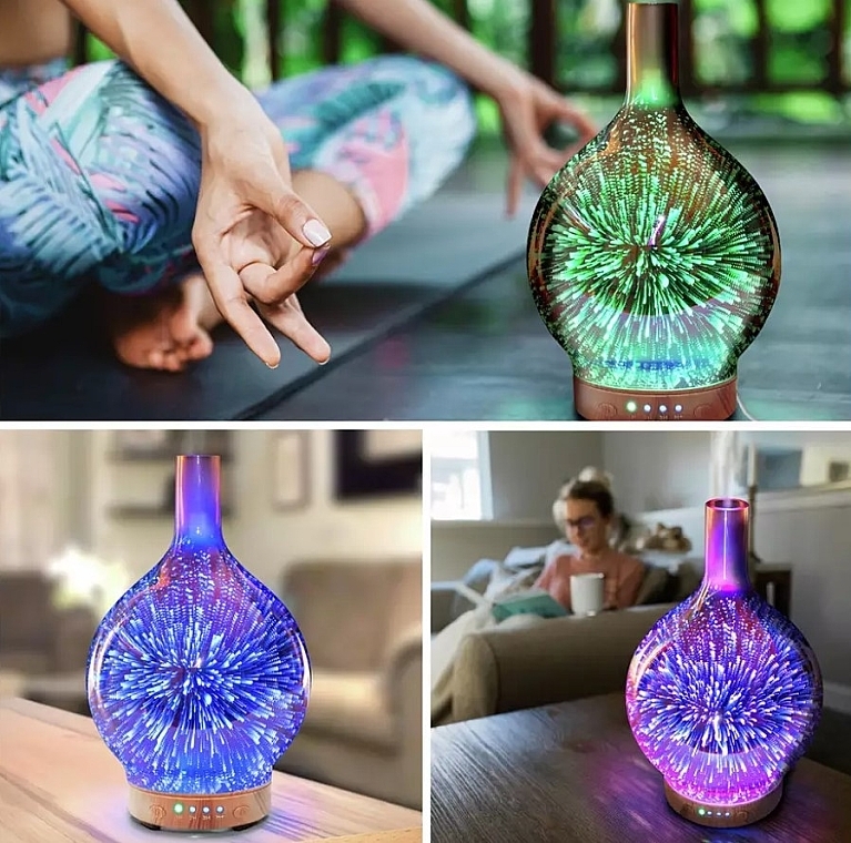 Аромадиффузор с увлажнителем и ночником - Rio-Beauty Ella Glass Aroma Diffuser Humidifier & Night Light — фото N4