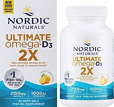 Харчова добавка зі смаком лимона "Омега 2X + вітамін D3", 2150 мг - Nordic Naturals Omega 2X With Vitamin D3 — фото N2