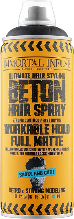 Спрей для укладки волос для мужчин "Полностью матовый" - Immortal Infuse Beton Hair Spray Full Matte — фото N1