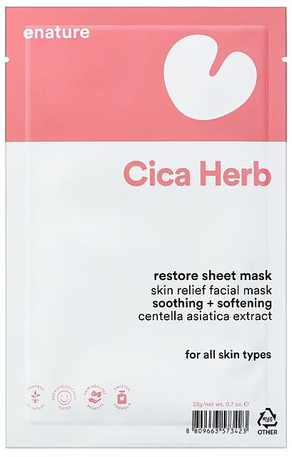 Успокаивающая тканевая маска - E-Nature CicaHerb Restore Sheet Mask — фото N1