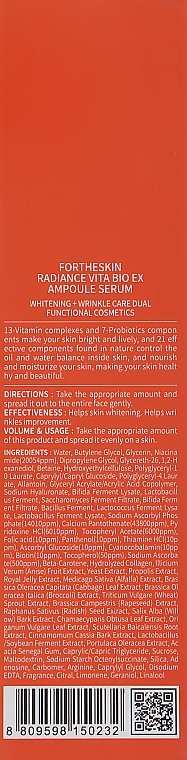 Ампульна сироватка для обличчя - Fortheskin Radiance Vita Bio-EX Ampoule Serum — фото N3