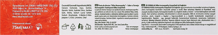 Гомеопатическая зубная паста "Грейпфрут" - Bilka Homeopathy Grapefruit Toothpaste — фото N5