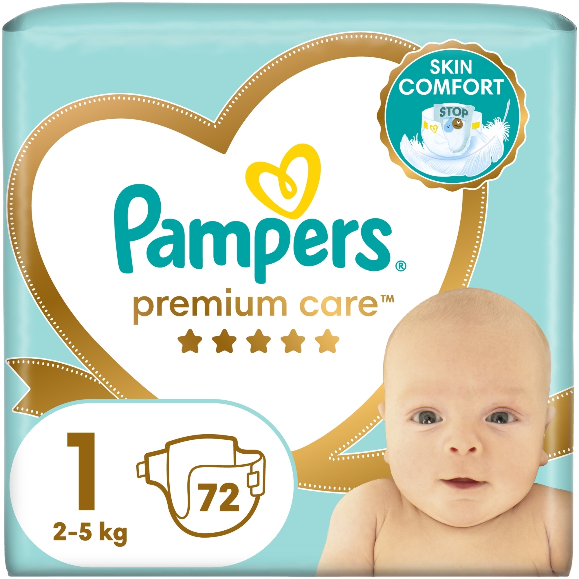 Подгузники Premium Care 1 (2-5 кг), 72 шт. - Pampers — фото 72шт