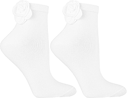 Шкарпетки жіночі з квіткою Glamour, білі - Moraj — фото N2