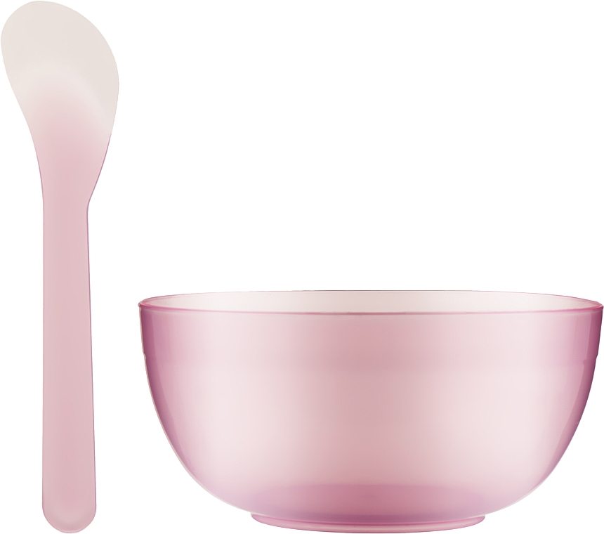 Пластикова миска для косметичних продуктів CS097P, d 8.5, з лопаткою, малинова   - Cosmo Shop