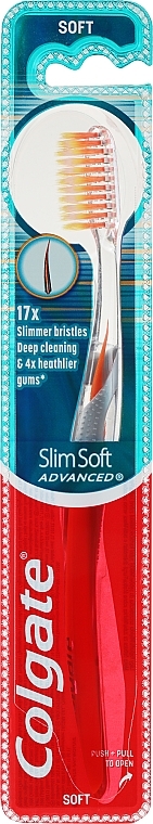 Зубная щетка "Шелковые нити", мягкая, оранжевая - Colgate Slim Soft Advanced — фото N1